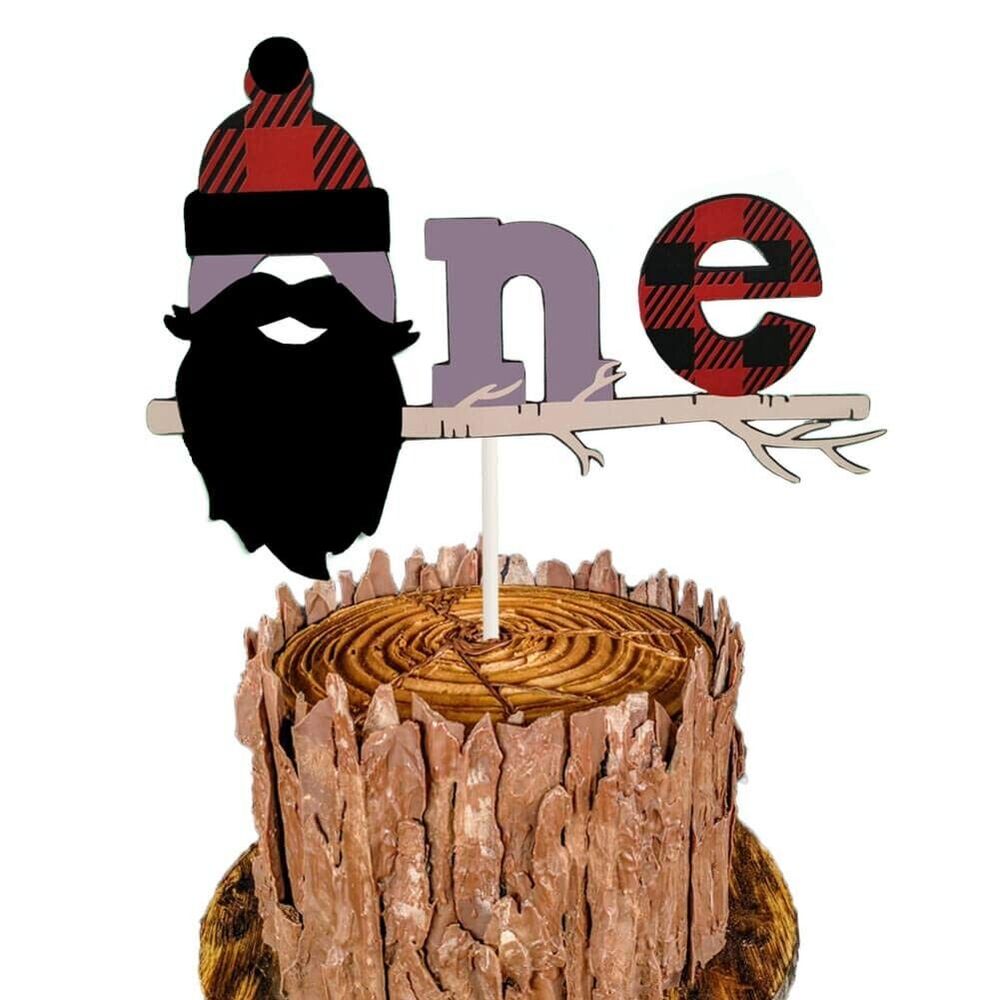 Lumberjack First Birthday Cake Topper Buffalo Plaid Rustic Cake Decoration